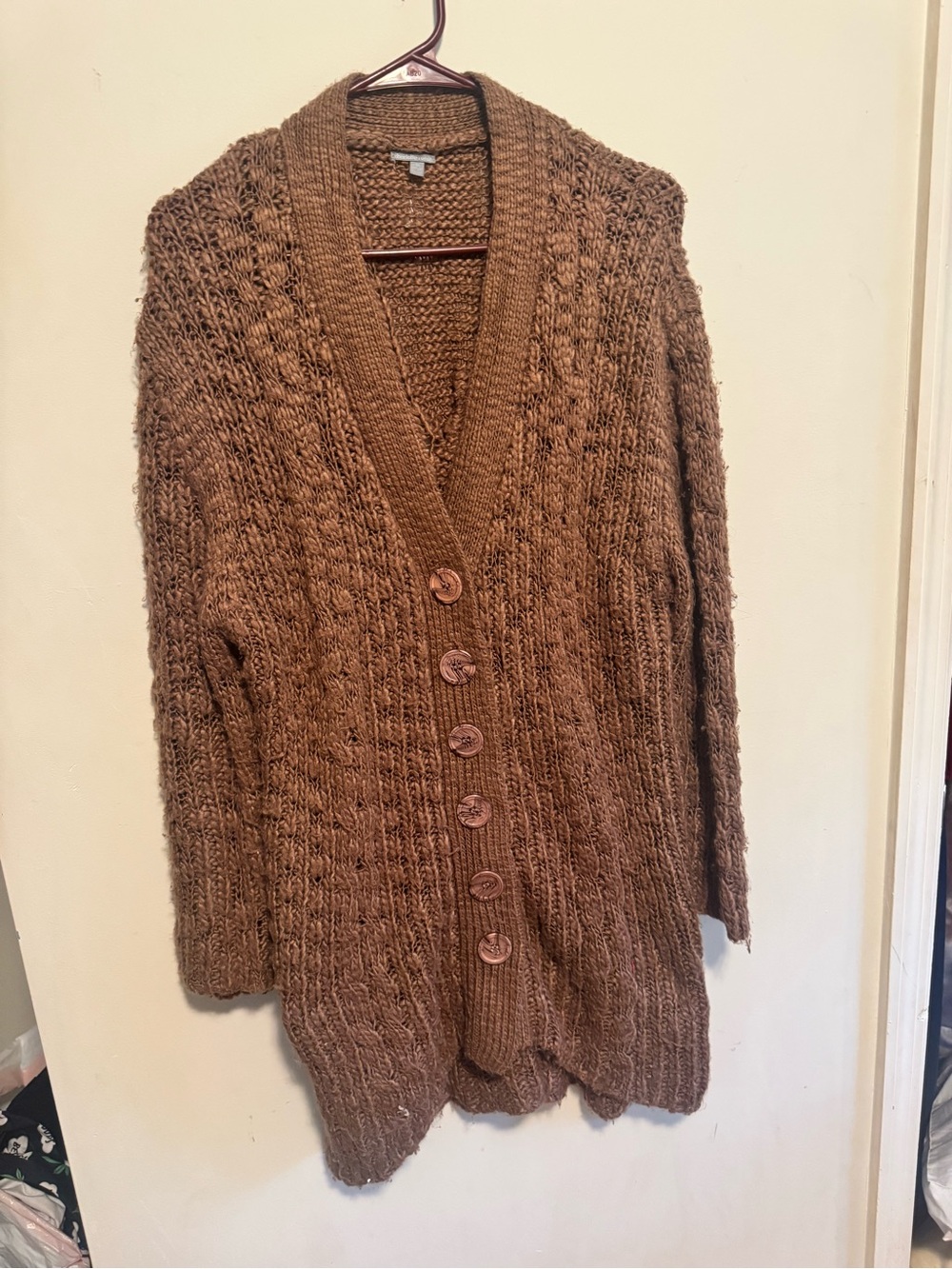 Charlotte Russe Brown Chunky Knit Button Cardigan